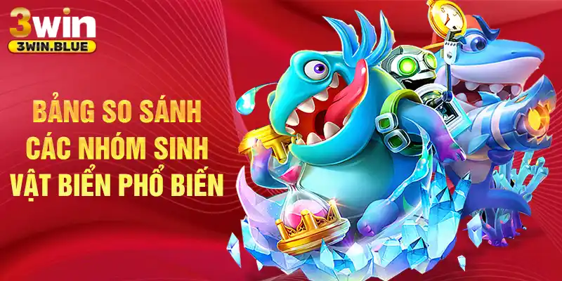 Bảng so sánh các nhóm sinh vật biển phổ biến